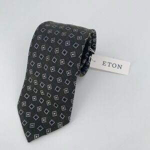 Eton Tie Mens One Size Multi Patterned Wool Blend Luxury Necktie Italy Made NWT